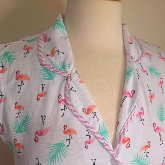 Aria Flamingo print sleeveless  cotton blend top SZ S - Picture 2 of 8